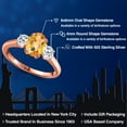thumbnail image 2 of Gem Stone King 1.91 Ct Oval Checkerboard Yellow Citrine White Topaz 18K Rose Gold Plated Silver Ring, 2 of 6