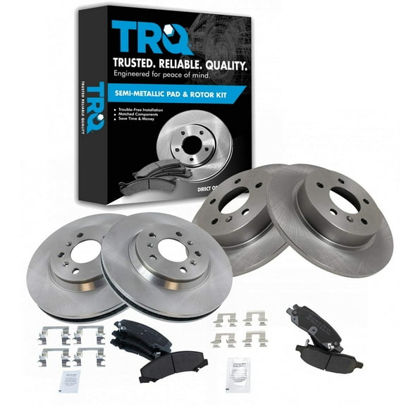 TRQ Front and Rear Brake Pad & Rotor Kit Brake Pads Brake Rotor Semi-Metallic Fits Select 2006-2011 Buick Lucerne