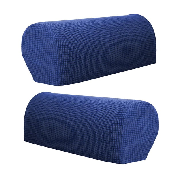 Funda de reposabrazos suave de elastano, elástica, para sofás y sillas. Azul oscuro