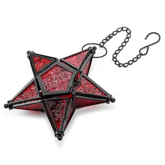 BKBP Stunning Star Glass Votive Tea Light Candle Holder Hanging Lighting Lantern Wedding Birthday Party Home Garden Decoration Hangs