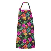 Pioneer Flower Floral Print Pattern Apron-Garden Aprons for Women with Pockets-Cotton Linen Waterproof Kitchen Cooking Gardening Aprons Adjustable for Kitchen,Cooking,BBQ and Salon 33x27 Inch