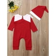 thumbnail image 4 of Aunavey Newborn Baby's Xmas Romper Hat Chrismas Santa Claus Onesies Jumpsuit, 4 of 6
