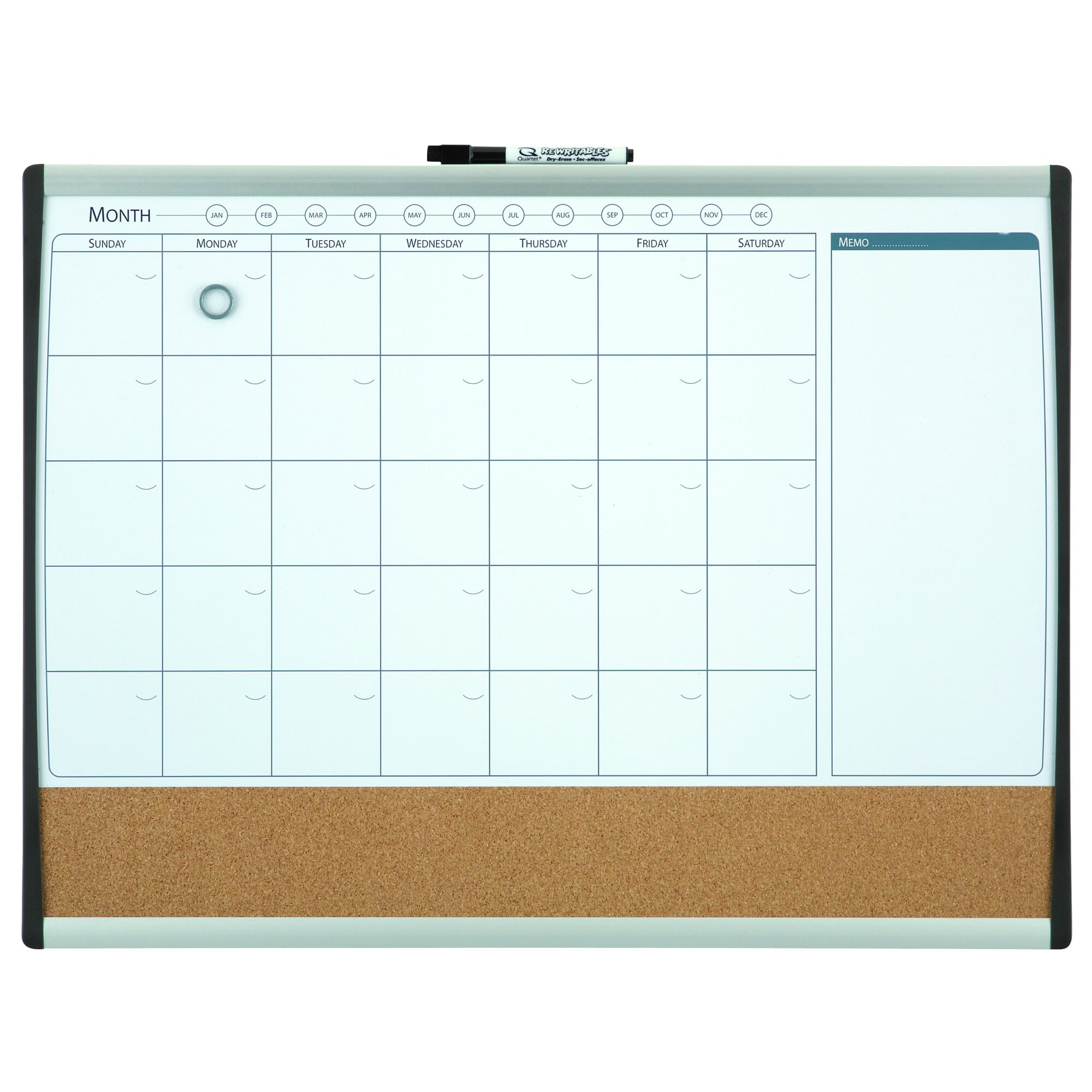 Quartet Dry Erase Cork Calendar Board Combo Value Pack Magnetic Black Frame ... 