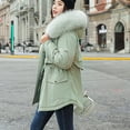 thumbnail image 6 of LoyisViDion Coat Women'S Winter Thickening and Velvet Keeping Warm Casual Coat with Hat Green 10(XXL), 6 of 9