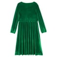 thumbnail image 4 of TiaoBug Womens Velvet Midi Dress V Neck Long Sleeve Flowy Evening Party A-Line Dresses Green XL, 4 of 7