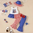 thumbnail image 2 of Karoyedx Toddler 4th of July Outfit Girls Clothes 4th of July Outfits Patriotic T Shirts + American Flag Pleated Pants 2 Piece Set Spring Summer Outfit White Size,2-3 Years, 2 of 6
