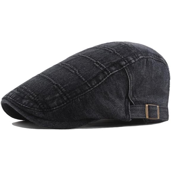 CoCoMangos Men Denim Newsboy Flat Cap Golf Driving Ivy Duckbill Adjustable Hat