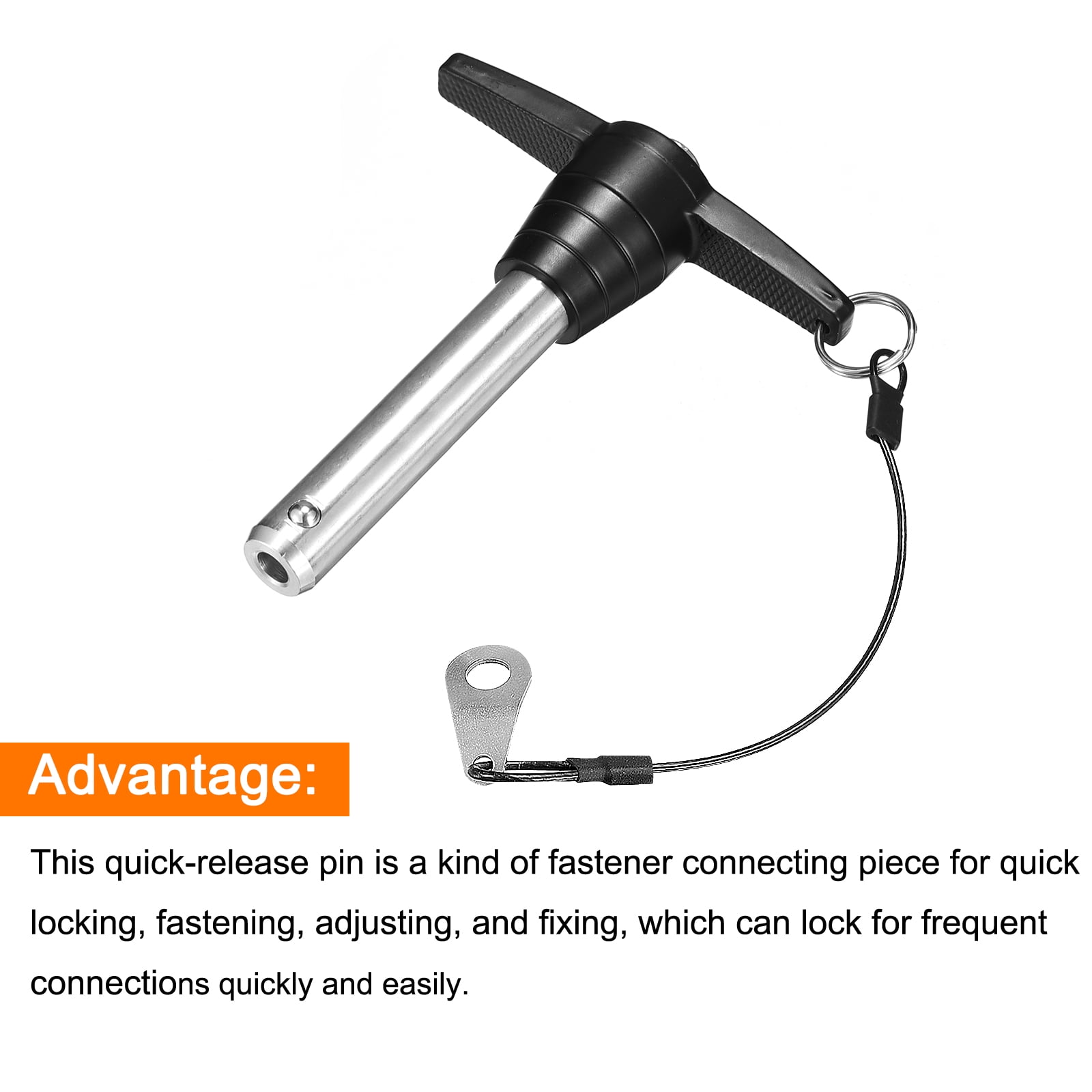 1Pack T Handle Locking Pins, Push-Button Quick Release Pin with Lanyard (16mm-70mm)