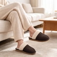 thumbnail image 3 of Smile Popcorn Women's Fuzzy Slippers Memory Foam House Slippers for Women Warm Winter House Shoes, Coffee, 3 of 7