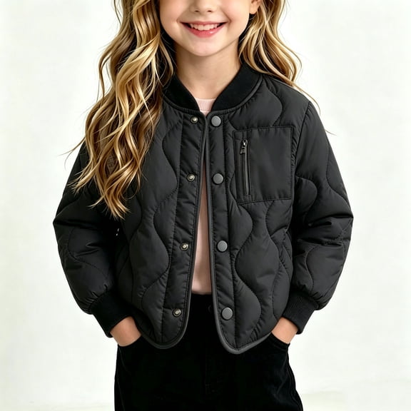 Guluxicc Toddler Kids Girls Wave Quilted Puffer Jacket Lightweight Insulated Coats Short Winter Outerwear 1-12 Years