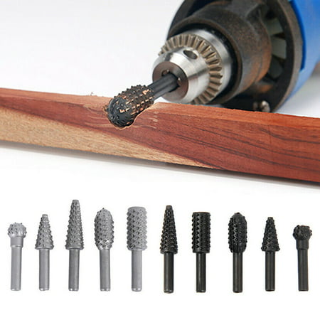 5pcs Rotary Burr Set Shank Rotary Drill Bits Rotary Rasp File Set Drill Bits Woodworking Cutter Chisel Shaped Rotating Embossed Grinding Head Engraving Power (Best Starter Tools For Woodworking)