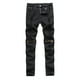 thumbnail image 1 of Pantalones Vaqueros Rasgados Con Cremallera Y Agujero En La Rodilla Para Hombre, Pantalones Largos Desgastados Elásticos Delgados (Negro)(34)-189491.04 Likrtyny Caballero, 1 of 9