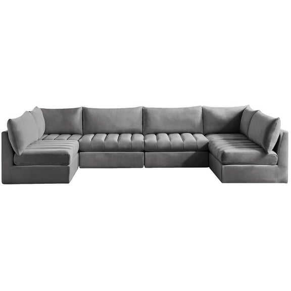 Meridian Furniture Jacob Grey Velvet Modular Sectional