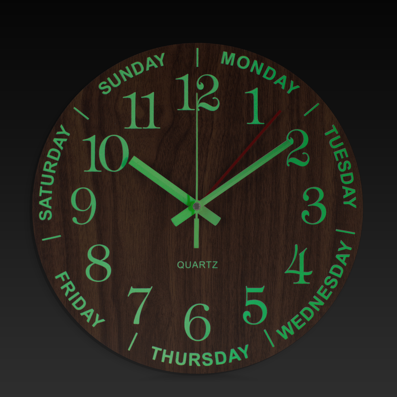 SkyNature 14 Inch Night Light Wall Clock, Days of The Week Clock Glow in Dark, Silent Battery