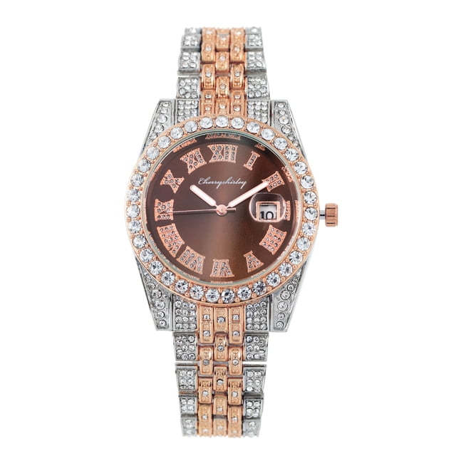 Relojes de pulsera de acero estilo europeo y americano para hombre, estilo hipster, con escala romana, calendario de diamantes, reloj de cuarzo para hombre