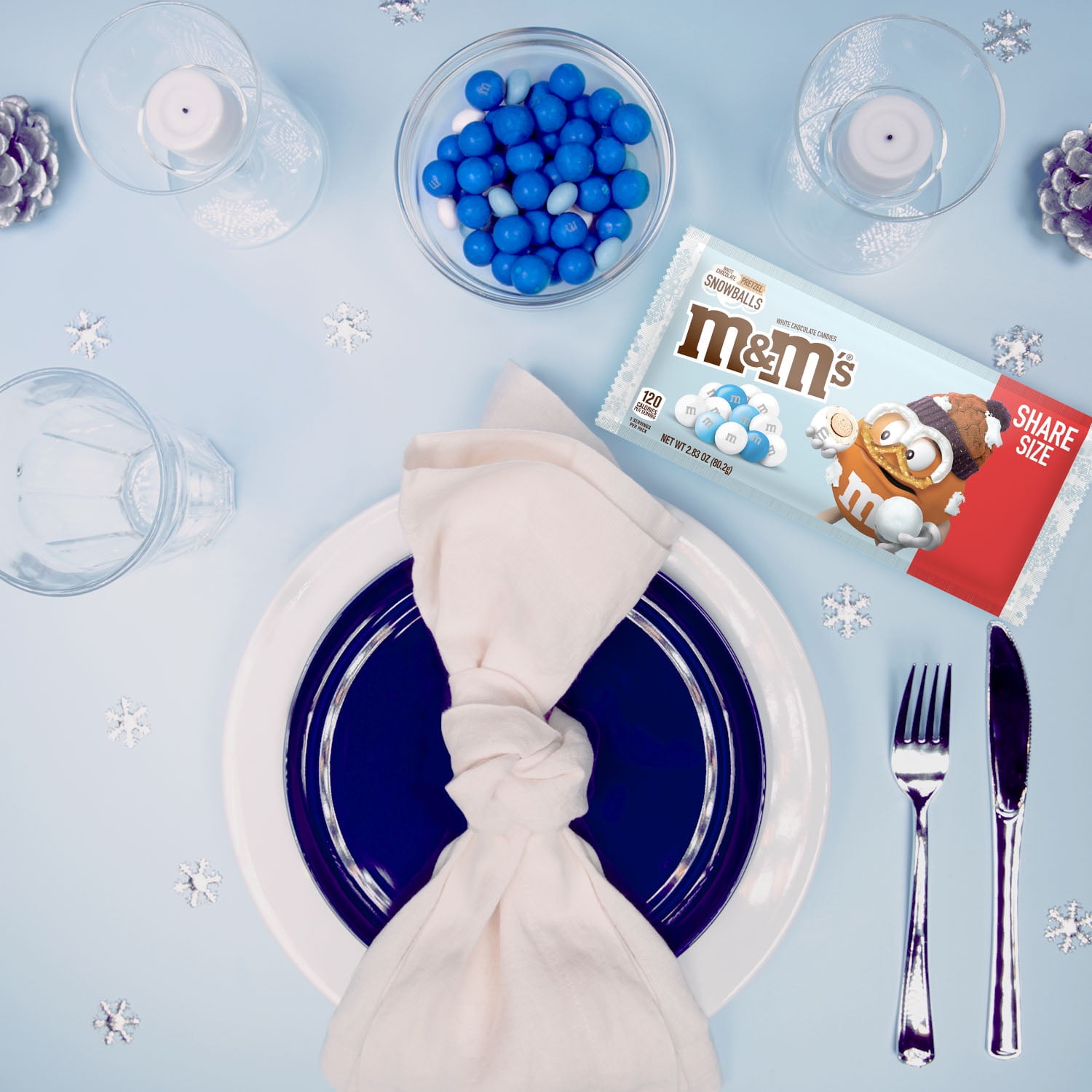 M&M’S Christmas White Chocolate Pretzel Snowballs Holiday Candy–2.83oz