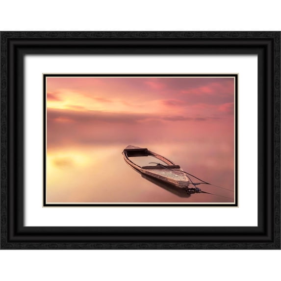 Guerola, Joaquin 24x17 Black Ornate Wood Framed with Double Matting Museum Art Print Titled - The boat