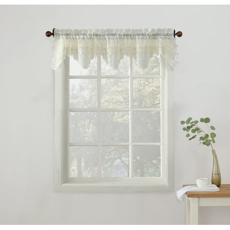 - No. 918 Quinn Floral Lace Sheer Rod Pocket Kitchen Curtains