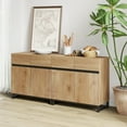 thumbnail image 2 of WAMPAT 2 in 1 Multifunctional Sideboard Buffet Cabinets, Modern Sideboard with Adjustable Shelf and Metal Base, Coffee Bar Cabinet Storage Cabinet for Living Room, Kitchen, Oak, 2 of 7