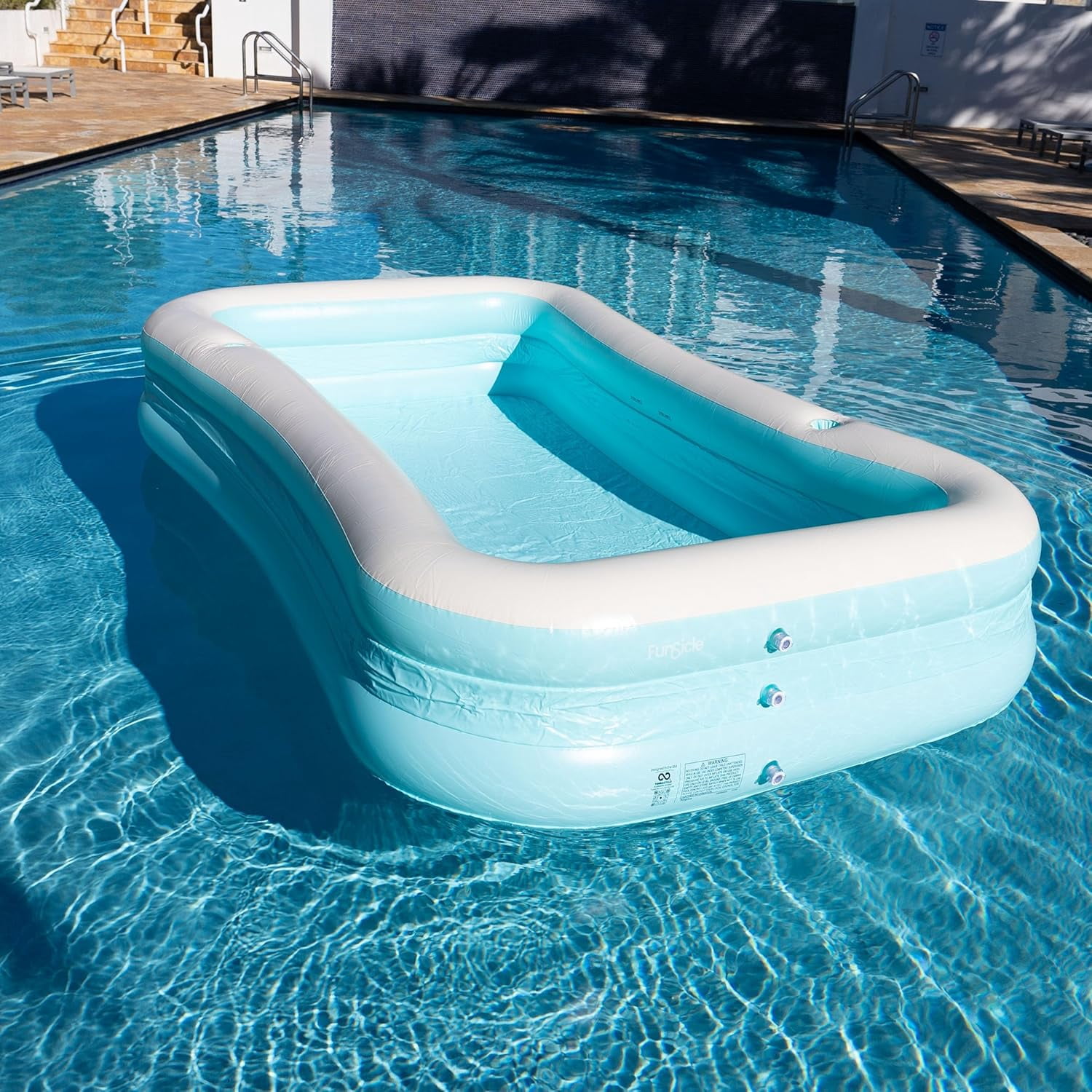 Maccabi Art Serenity Blue Inflatable Pool – 10ft Family Pool with Cup Holders – For Kids & Adults Ages 6+