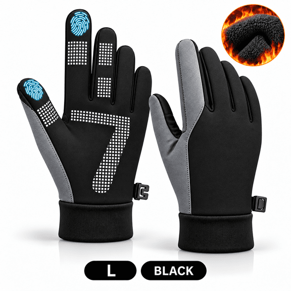 Truelay Winter Touchscreen Gloves for Men and Women, Lightweight Thermal Gloves with Silicone Grip for Running, Cycling and Driving, Black, Size L