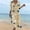 Khaki, variant on QUNYINEY Casual Dresses for Women 3/4 Sleeve Midi Floral Beach A Line Dress Loose Fit V Neck Dresses