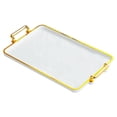 thumbnail image 1 of Serving Tray Cosmetic Storage Tray Decorative Tray Food Trays Versatile for Bar, White Gold Edge, 1 of 8