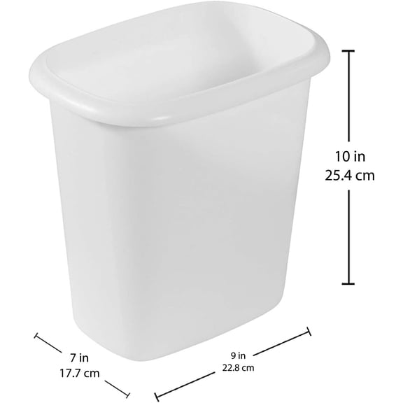 1.5 Gallon White Vanity Trash Can Under Counter for Bathroom Kitchen Office Bedroom