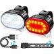 thumbnail image 1 of Luz LED para bicicleta, luces delanteras y traseras recargables por USB, luces LED para bicicleta a prueba de agua IPX5, faros de doble haz, adecuados para todas las bicicletas y todo tipo de condicio, 1 of 5