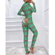 thumbnail image 2 of Pijamas con estampado de árbol de Navidad para mujer, ropa de dormir con solapa abotonada funcional, informal, cuello en V, manga larga, para adultos, para el hogar, Otoño, 2022, 2 of 4