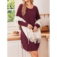 thumbnail image 6 of KISSGAL Bamboo Viscose Nightgowns for Women Long Sleeve Pajamas Dress Curved Hem Nightdrss Knee Length Sleepshirts, 6 of 7