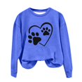 thumbnail image 2 of Womens Sweatshirts Fashion Dog Paw Element Print Hoodless Sweatshirt Fall Winter Long Sleeved Sweat Shirt Pullover Tops, 2 of 3