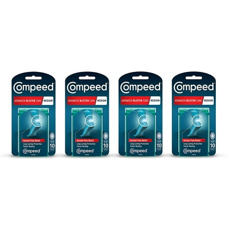 Compeed Advanced Blister Care Cushions 10 Count Medium Pads (4 Pack), Heel Blister Patches, Blister on Foot, Blister Prevention & Treatment Help, Hydrocolloid Waterproof Bandages, Packaging May Vary