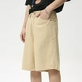 thumbnail image 6 of Mens Jeans Casual Solid Color Straight Leg Denim Shorts Classic Comfortable Stretch Summer Loose Mens Jorts YB Khaki M, 6 of 9