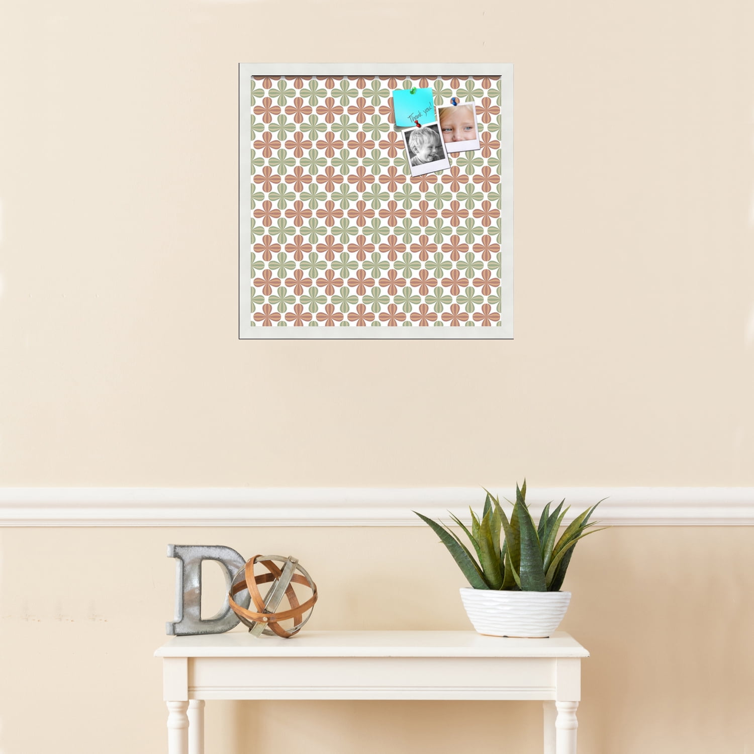 PinPix ArtToFrames 18x18 Custom Cork Bulletin Board    Poster Board Has a Fabric Style Canvas Finish, Framed in Satin White Frame (PinPix-558)