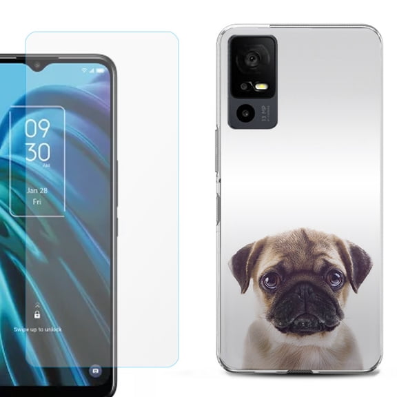 OneToughShield ® for TCL 40 XE 5G Shockproof Fashion Phone Case, with Tempered Glass Screen Protector - Pug Face