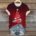thumbnail image 5 of Kedxroy Christmas Shirt Women Christmas Print T Shirt Vintage Graphic Short Sleeve Tops Tees(Red,L), 5 of 6