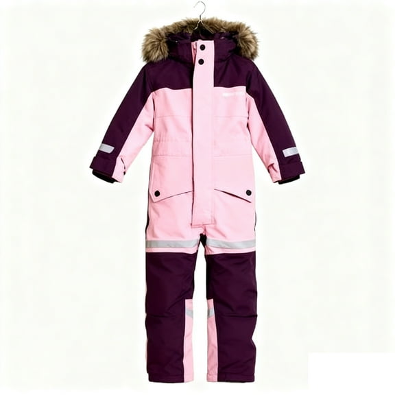 ATOGUTA Kids Boys Girls Snow Suit Lightweight Insulated Ski Suit Windproof Hooded Snowsuit Size 2T-9, Pink
