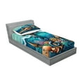 thumbnail image 2 of Ambesonne Nautical Fitted Sheet & Pillow Sham Set, Anchor Deep Ocean Life, Twin, Sea Blue Amber Teal, 2 of 2