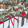 thumbnail image 5 of Cadancy 6.6Ft Christmas Garland Artificial Holly Red Berry Leaves Decorations Garlands Xmas Tree Fireplace Mantle Stairs Dinner Table Decor Winter Holiday Party Home Decoration Vine, 5 of 6