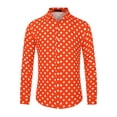 thumbnail image 5 of INSPIRE CHIC Men's Polka Dots Print Dress Shirt Button Down Long Sleeves Casual Shirts L Red, 5 of 7