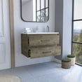 thumbnail image 4 of LiviNest Floating Bathroom Vanity with Sink: Modern Wall-Mounted Wood Tone Cabinet - Two Drawer Storage for Small Apartments & Bathroom Organization, 4 of 6