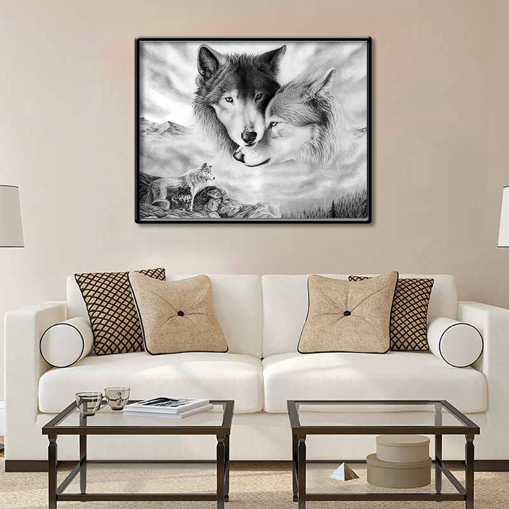 Dengjunhu Black and White Wolf Beast Print Wall Art Décor, Wolves