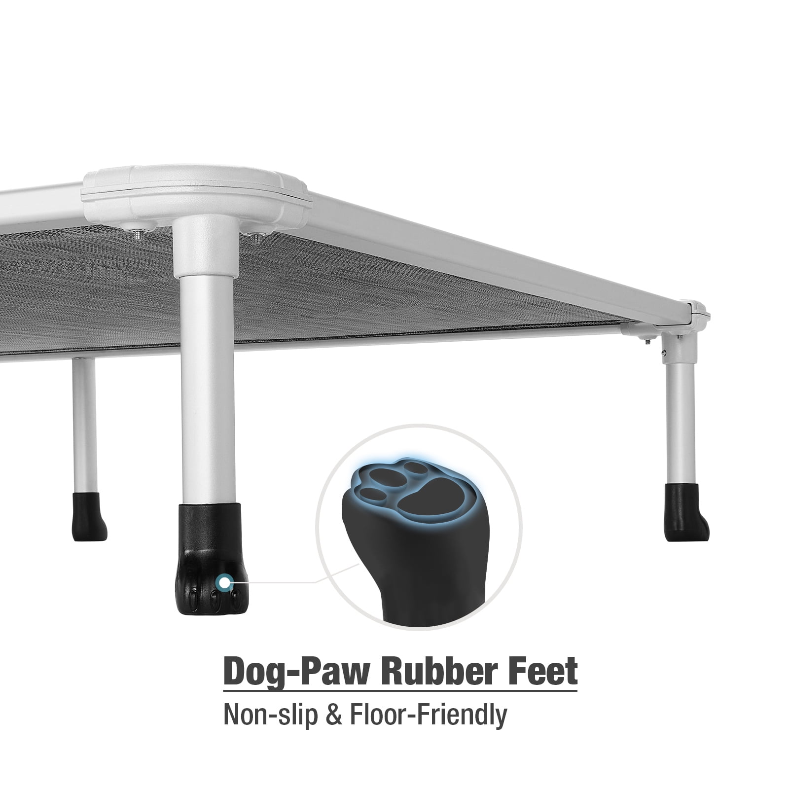 Veehoo Chew Proof Dog Bed, Rustless Aluminum Frame and Textilene Mesh Fabric, Black Silver, XX Large