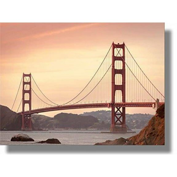 San Francisco Golden Gate Bridge Picture on Stretched Canvas, Wall Art Decor, Ready to Hang!.