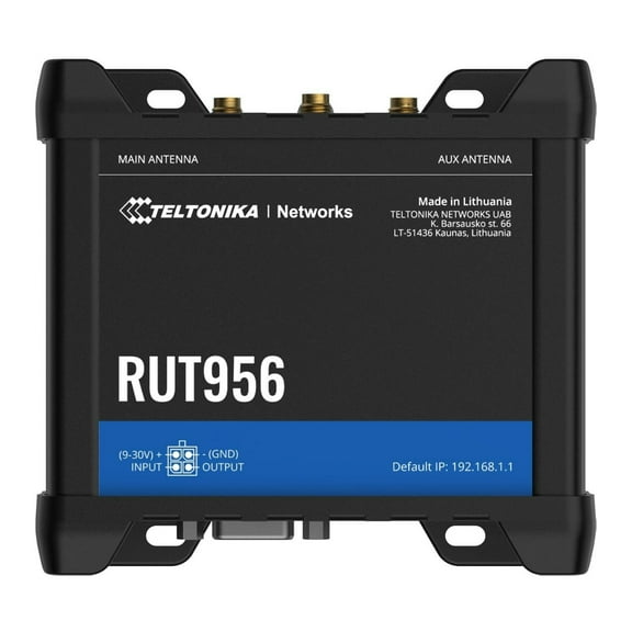 Teltonika RUT956 Industrial Cellular Router with Multiple Interfaces and Global Navigation Satellite System (Black)