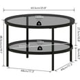 thumbnail image 2 of Round Glass Coffee Tables for Living Room, 2-Tier Circle Coffee Table with Storage, 26" Modern Center Accent Table with Light Black Glass, Small End Table for Small Space, Bedroom, 2 of 8