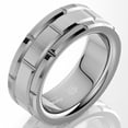 thumbnail image 5 of Tungsten Rings for Men Wedding Bands for Him Womens Wedding Bands for Her 8mm Silver Brick Pattern Size 6-27, 5 of 7