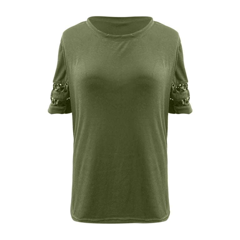 Women's Short Sleeve Tops - 2025 Fashion Crewneck Blouses For Casual Wear