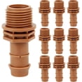 thumbnail image 1 of PVC to Drip Irrigation Adapter, 1/2" PVC Male Pipe Thread (MNPT) x 1/2" Drip Irrigation Barbed Coupling Drip Line to Threaded Hose Adapter Fittings (10 Pack) 1/2" MNPT to Barb Coupling, 1 of 8